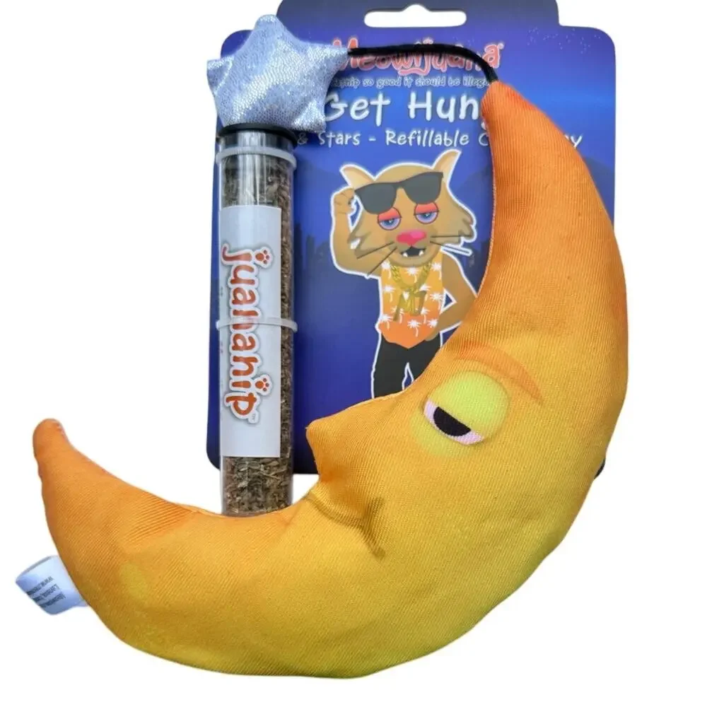 Meowijuana “Get Hung” Moon & Stars Catnip Toy +‎ Refillable Juananip Tube